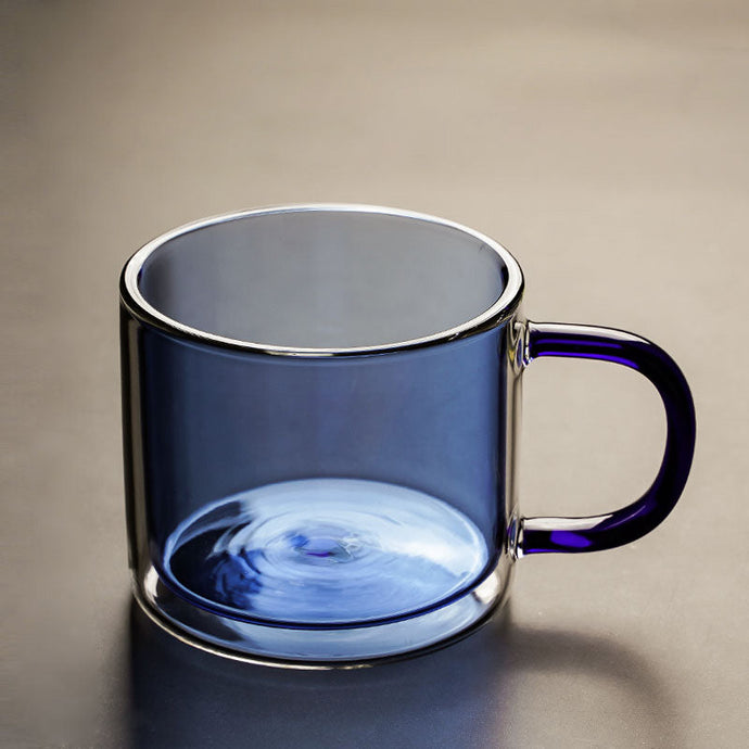 Double Walled Glass Mug - Blue
