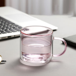 Double Walled Glass Mug - Pale Pink