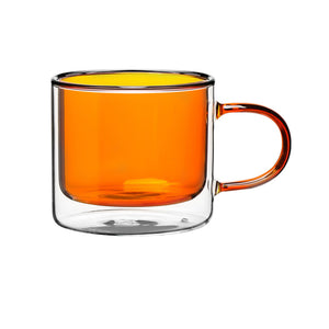 Double Walled Glass Mug - Orange