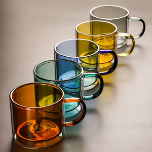 Double Walled Glass Mug - Orange