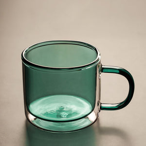 Double Walled Glass Mug - Dark Green