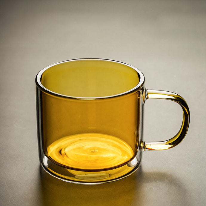 Double Walled Glass Mug - Yellow