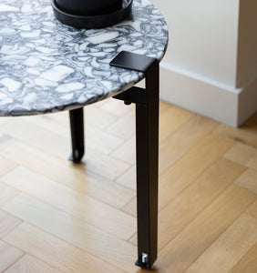 Round Side Table - Clamp Legs - Marbled Coal