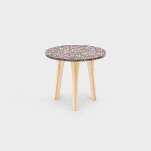 Round Side Table - Eco Ply Legs - Marbled Coal