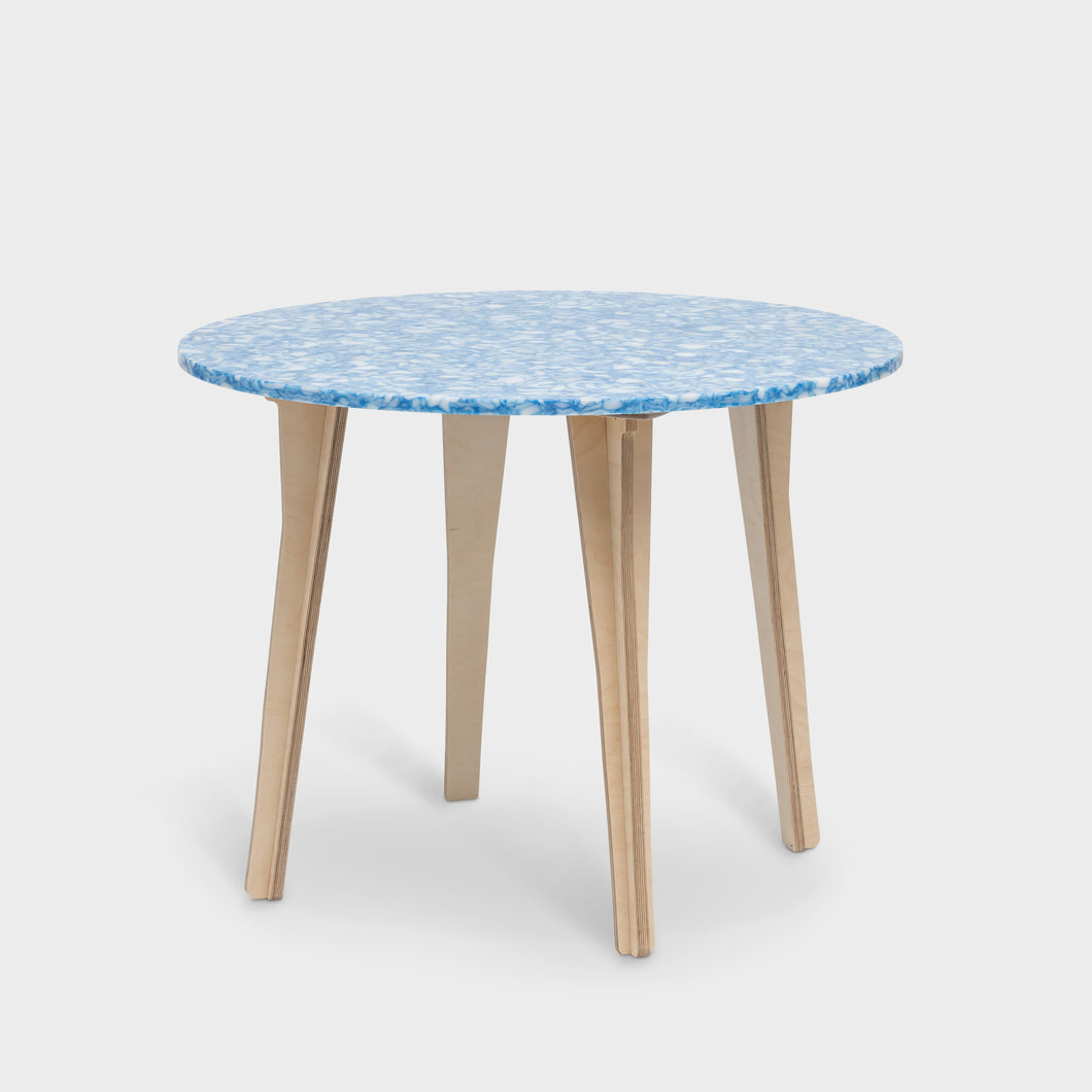 Ply Round Dining Table - Marbled Blue