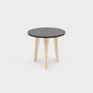 Round Side Table - Eco Ply Legs - Marbled Coal