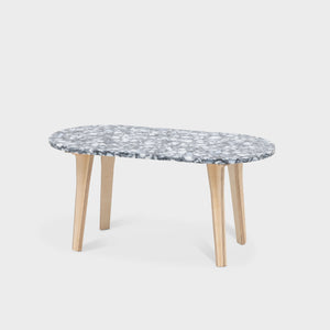 Pill Coffee Table - Eco Ply Legs - Marbled Coal