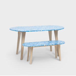 Ply Pill Dining Table - Marbled Blue