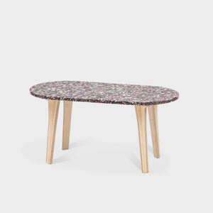 Pill Coffee Table - Eco Ply Legs - Marbled Coal