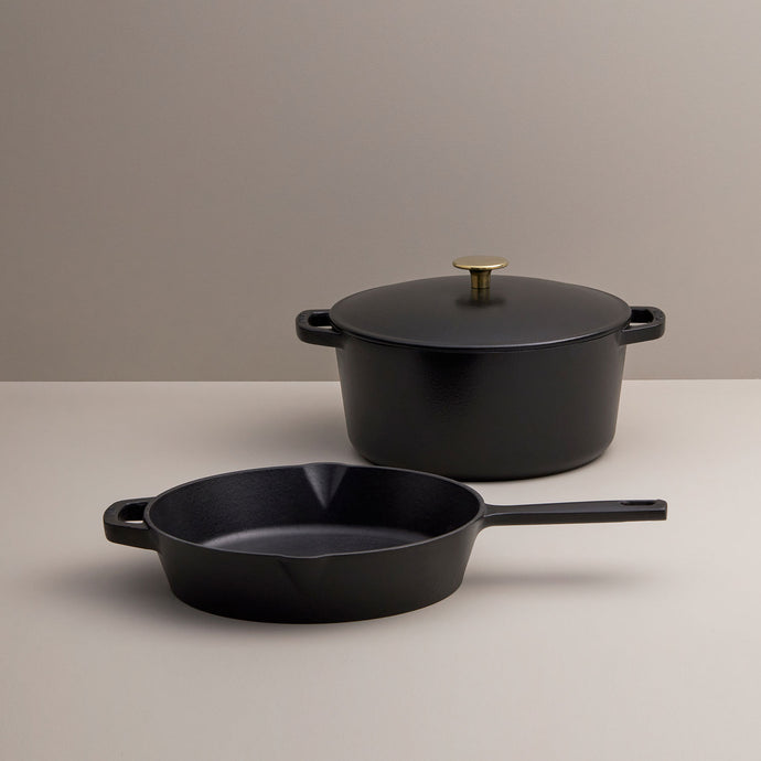 3-Piece Recycled Cast Iron Cookware Set - Black