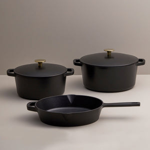 4-Piece Recycled Cast Iron Cookware Set - Black